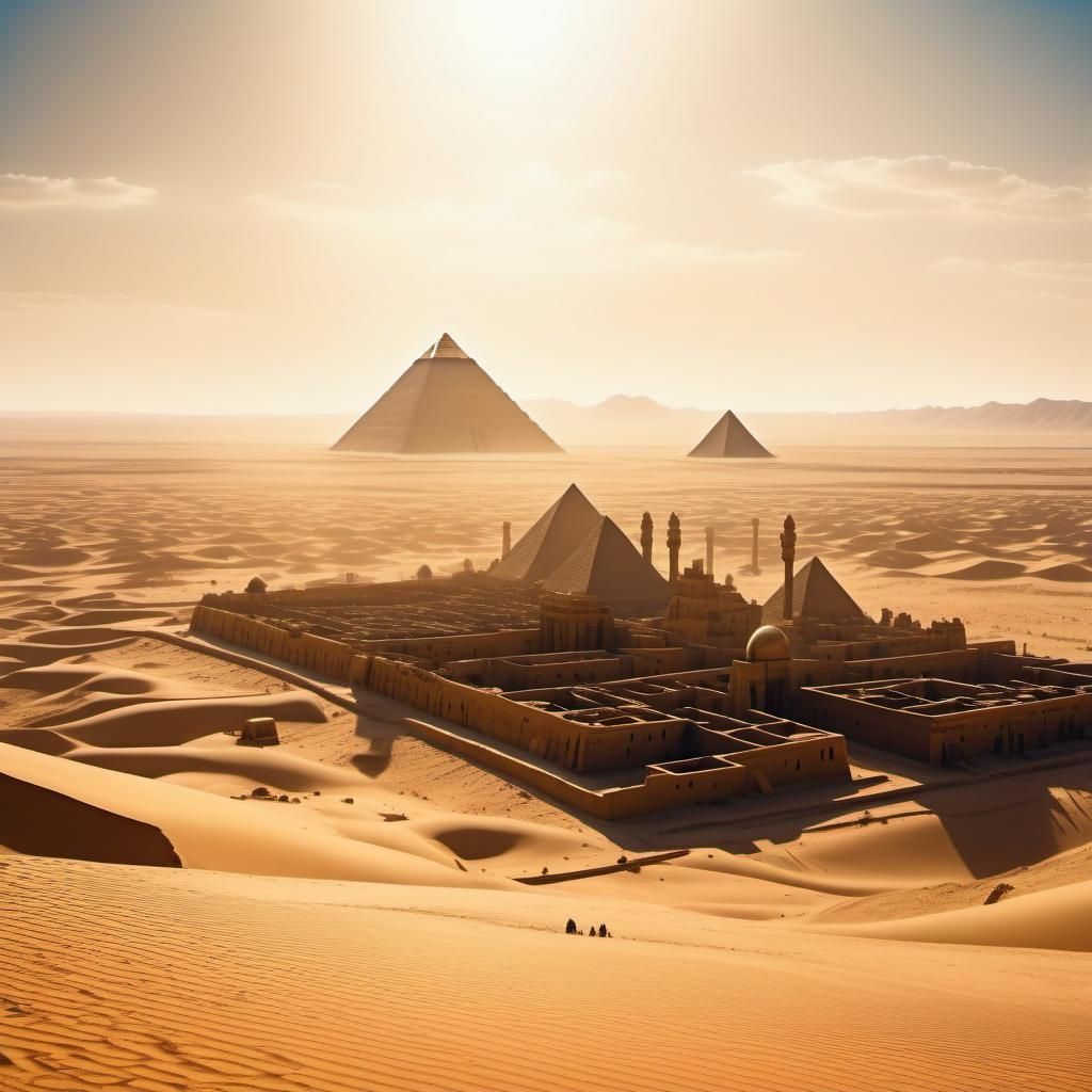 Steampunk Neo-Gothic Egyptian Necropolis Panoramic View