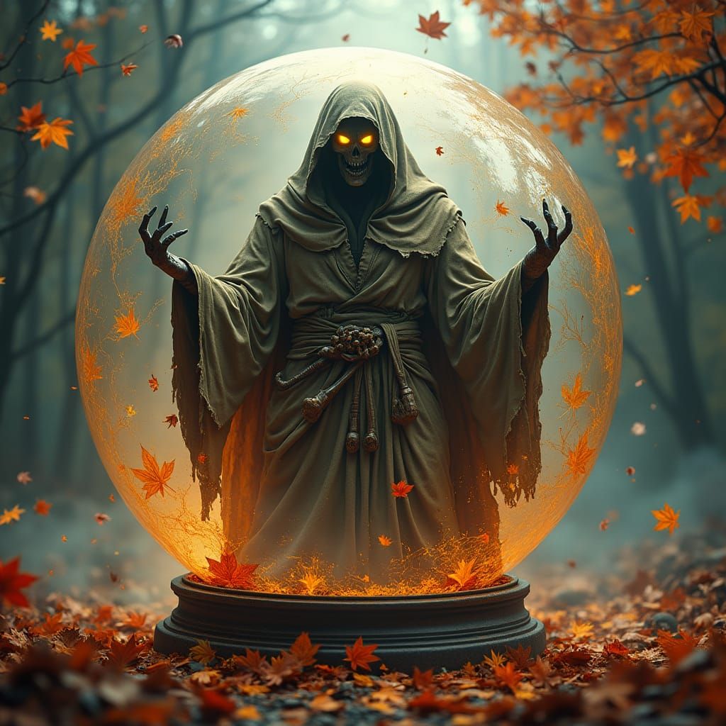 Halloween Ghoul in Glass Sphere: Fantasy Matte Painting