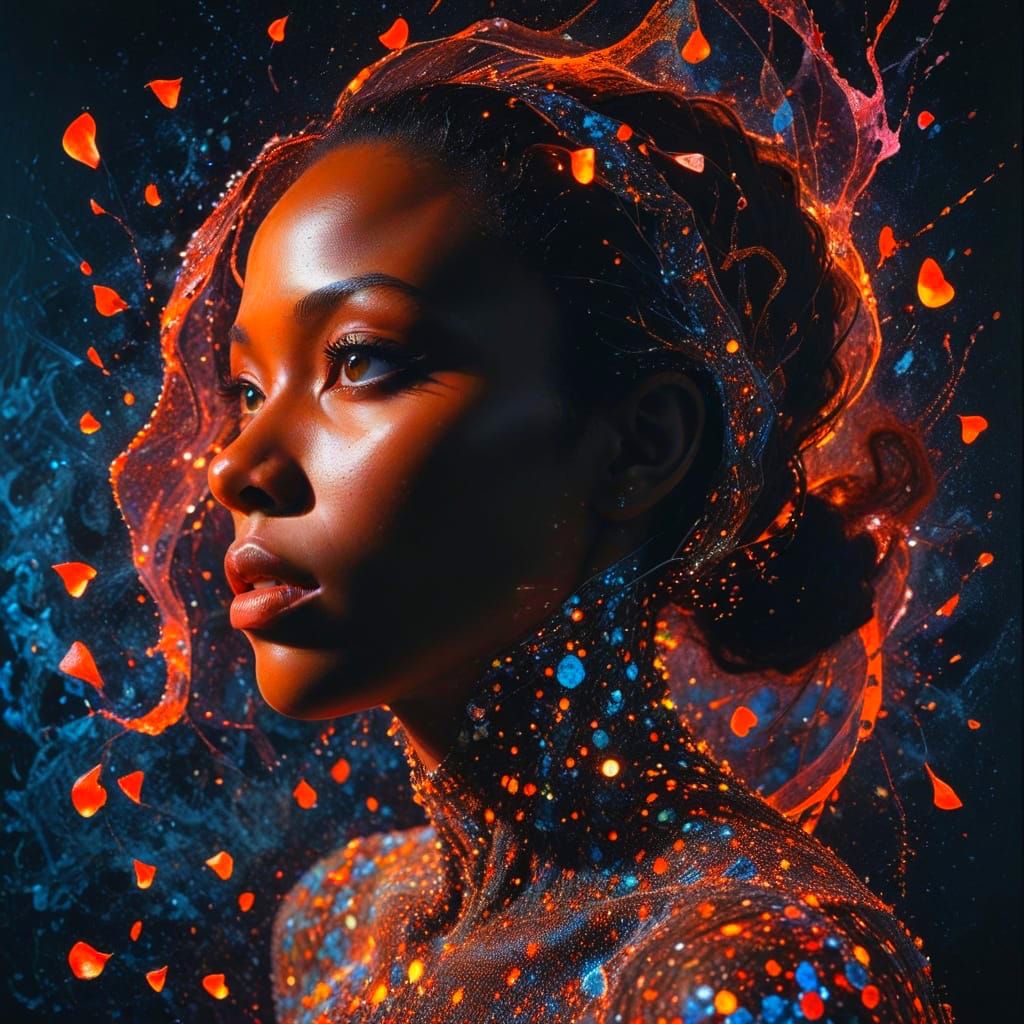 Surreal Figure Emerges in Neon Hues