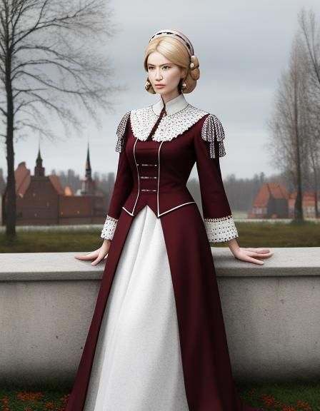 Latvian Lady in National Dress: A Modern Portrait
