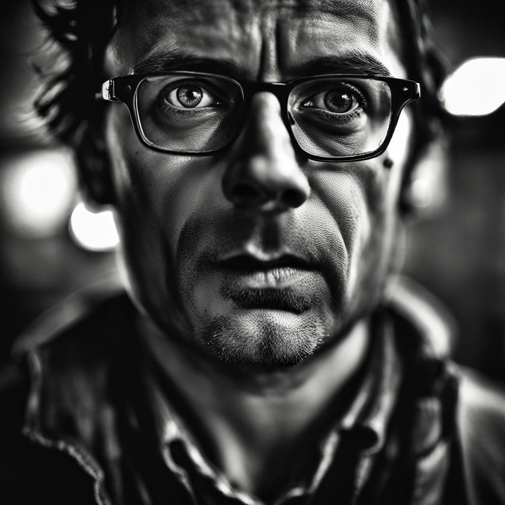 Computer Nerd Portrait with Empathetic Expression