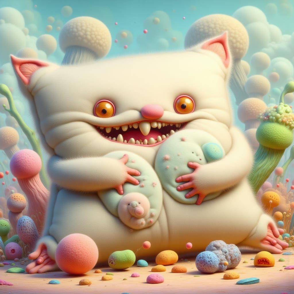 Fluffy Pillow Monster Hugs Small Patterned Pillow