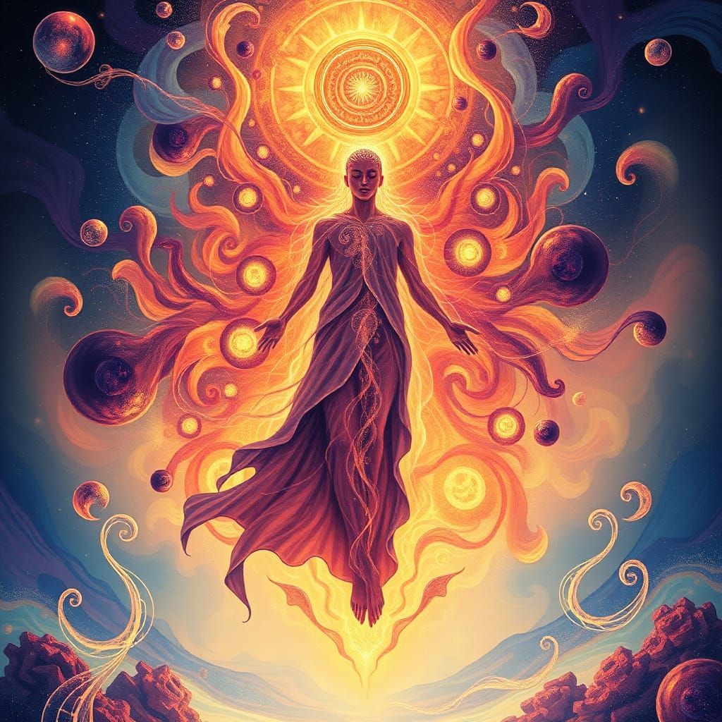 Ethereal Being Responds to Inner Spirit in Abstract Vector A...