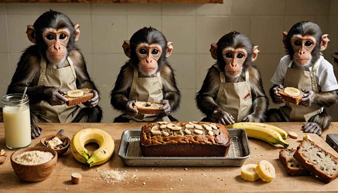 monkeys baking banana bread
