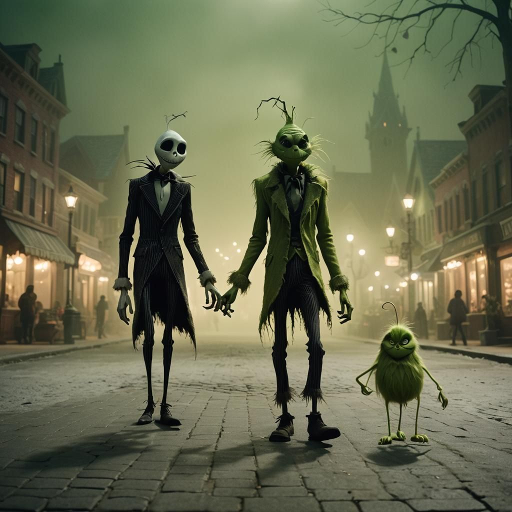 Jack Skellington and The Grinch in Foggy Town