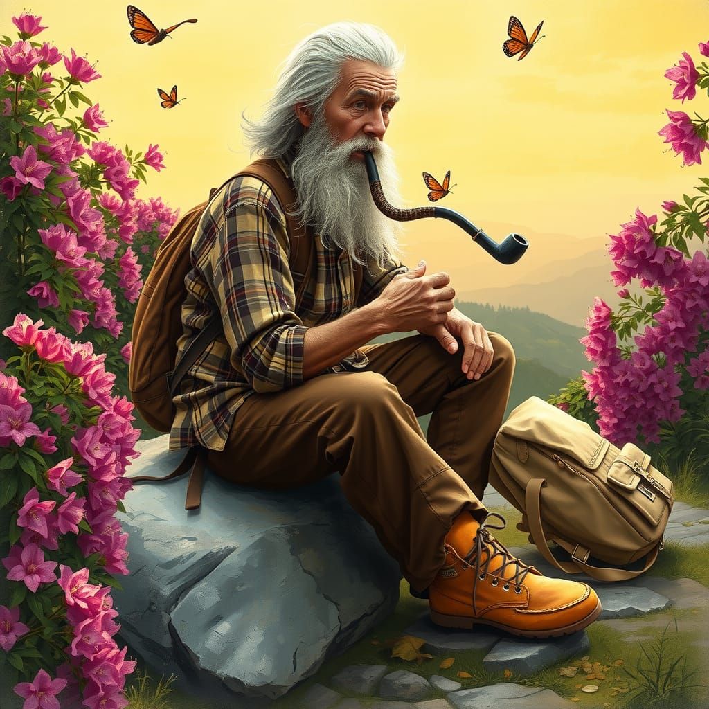 Old Man Resting in Rhododendron Valley