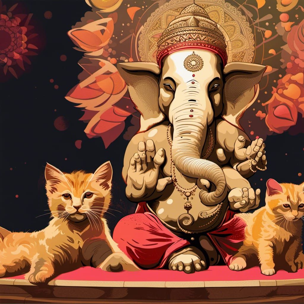 Ganesha Blesses the Kittens II