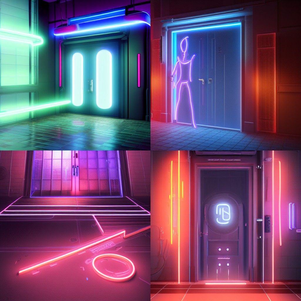 Magic Neon Door in Shounen Anime Style