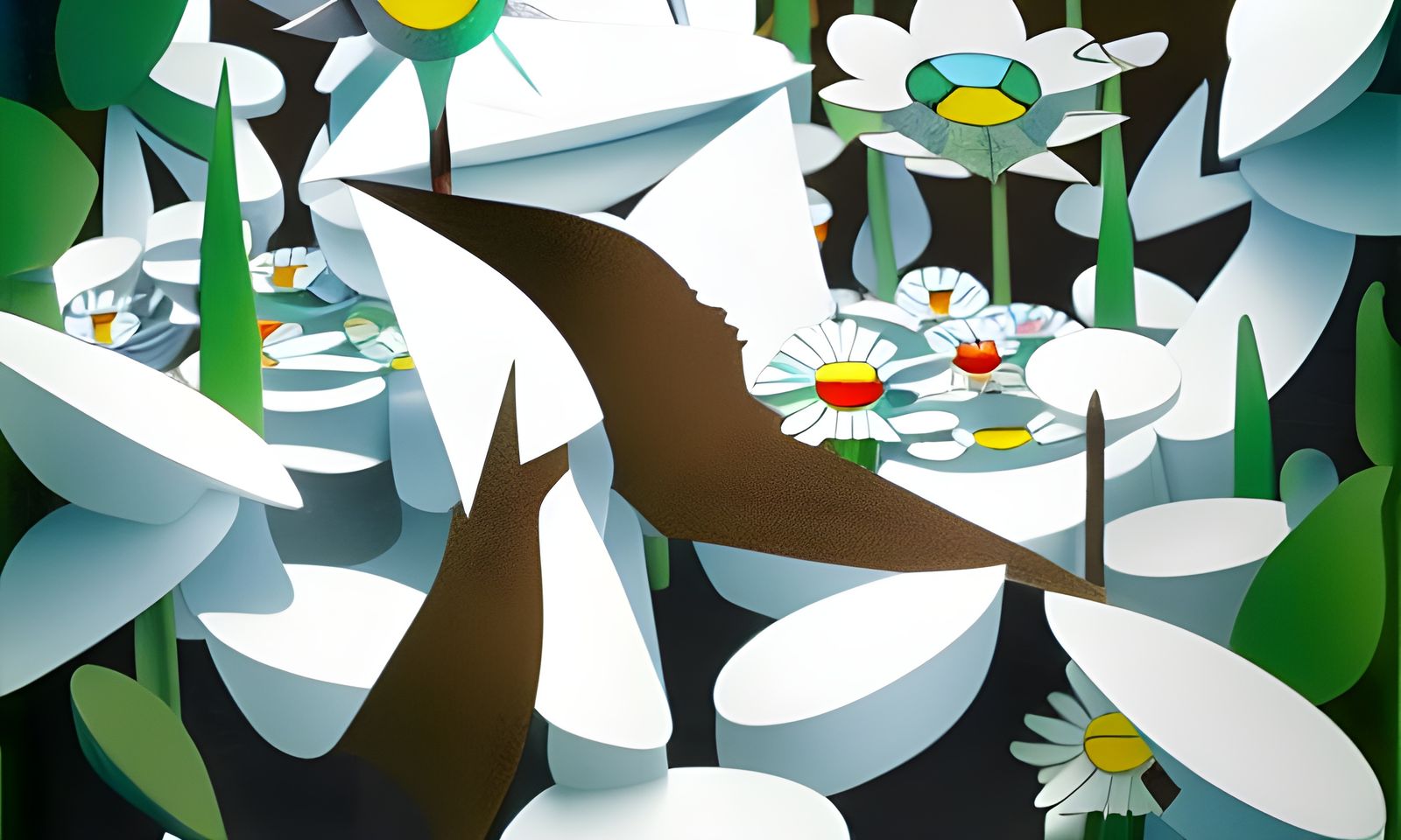 Mystical Paper Forest Dreamscape with Origami Birds