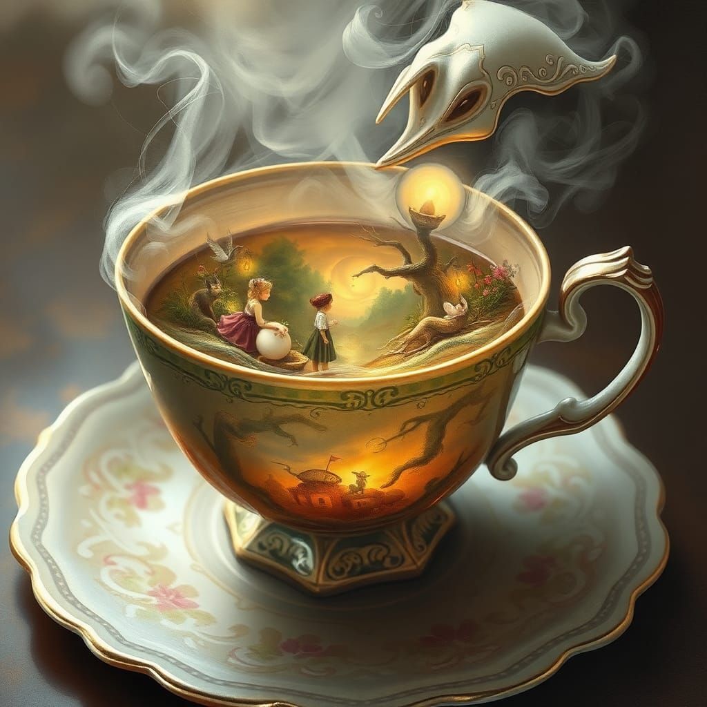 Fantasy Tales in Teacup: Dreamlike Watercolor