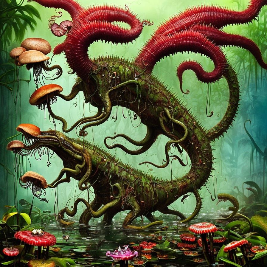 Surreal Carnivorous Plant Sea Creature Portrait