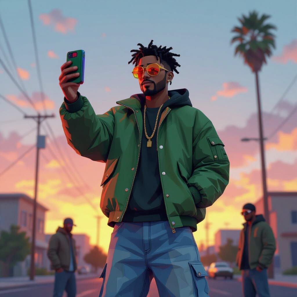 CJ Selfie on Grove Street in PS2 Graphics
