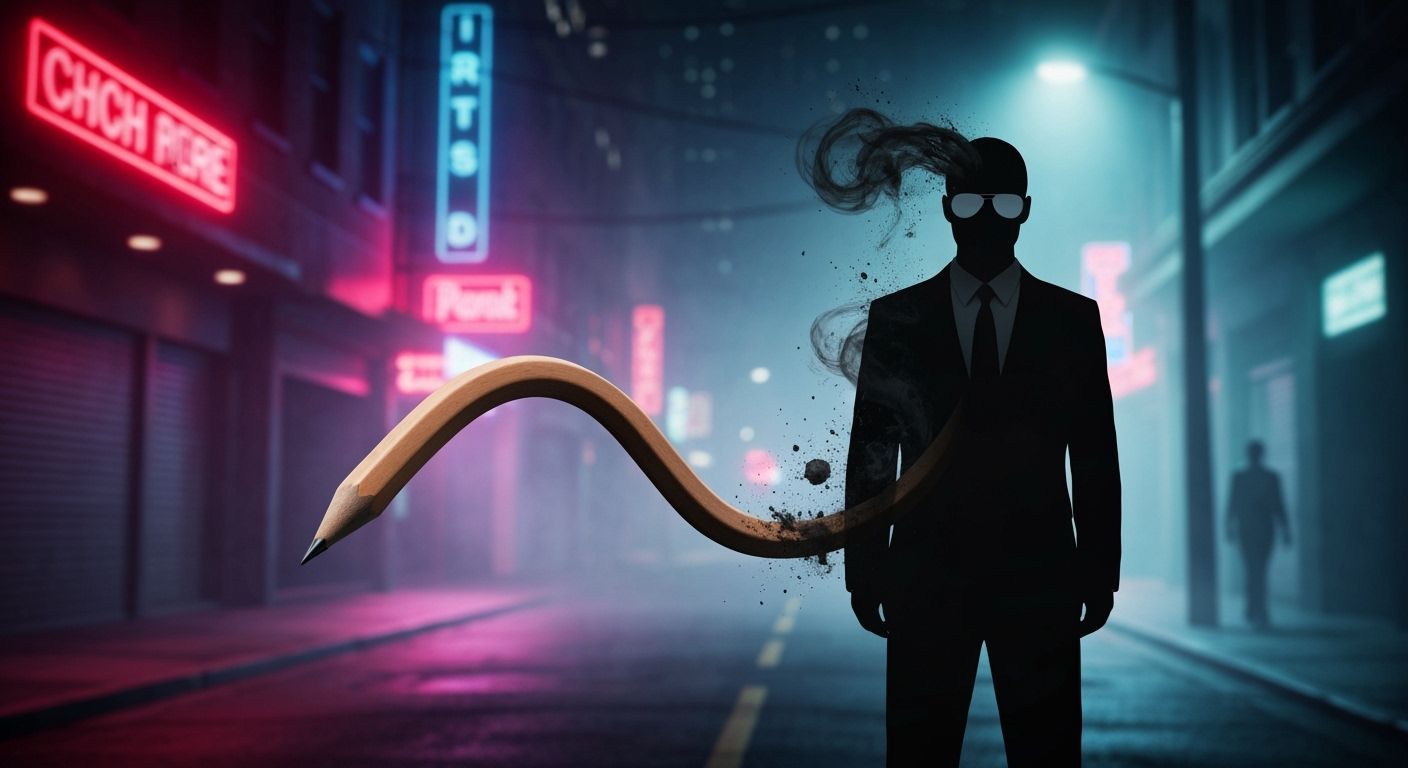 Pencil Transforms into Man in Black Silhouette