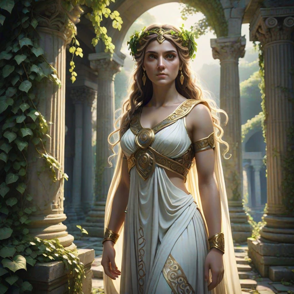 Ethereal Goddess in Ancient Temple