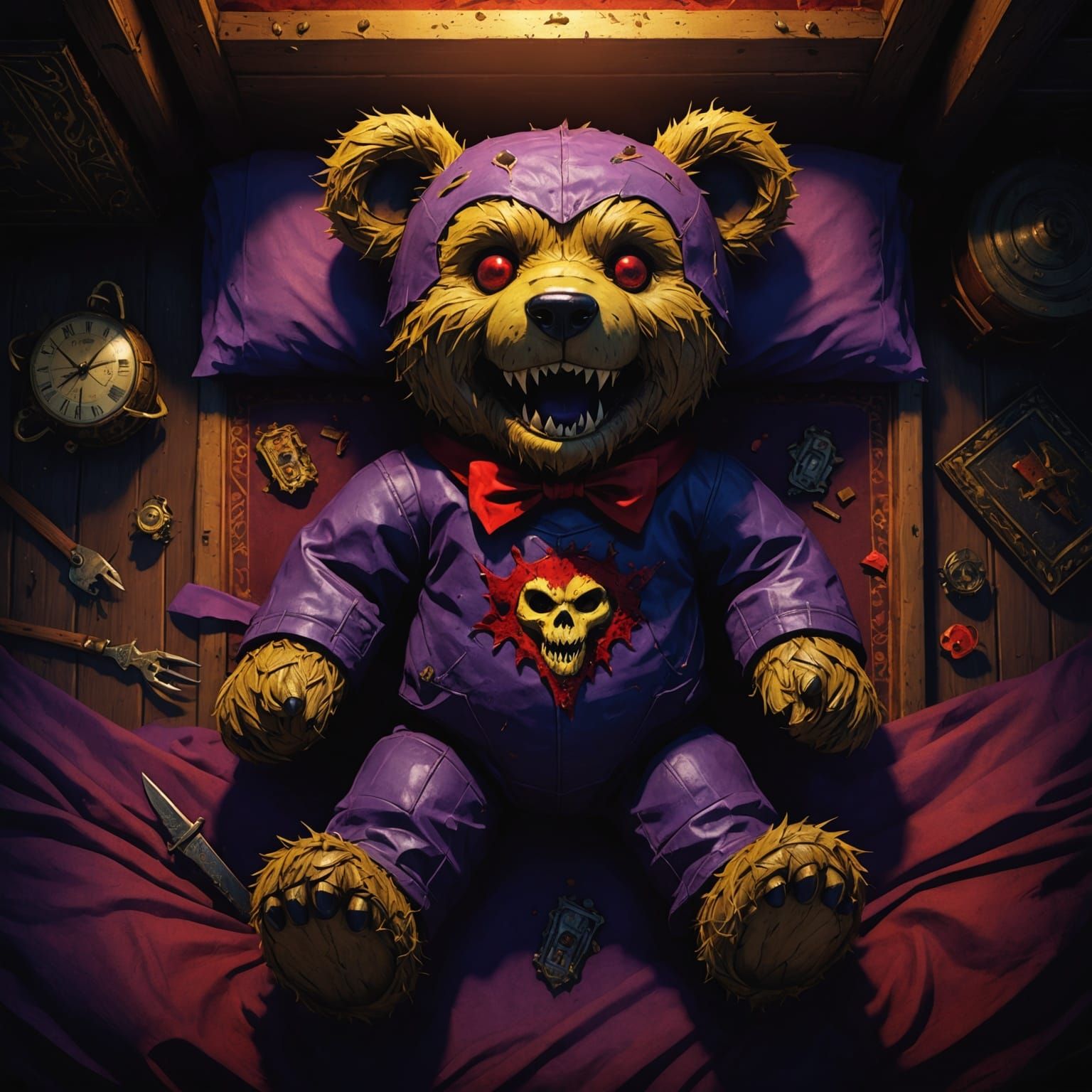 Horror Teddy Bear with Sharp Teeth