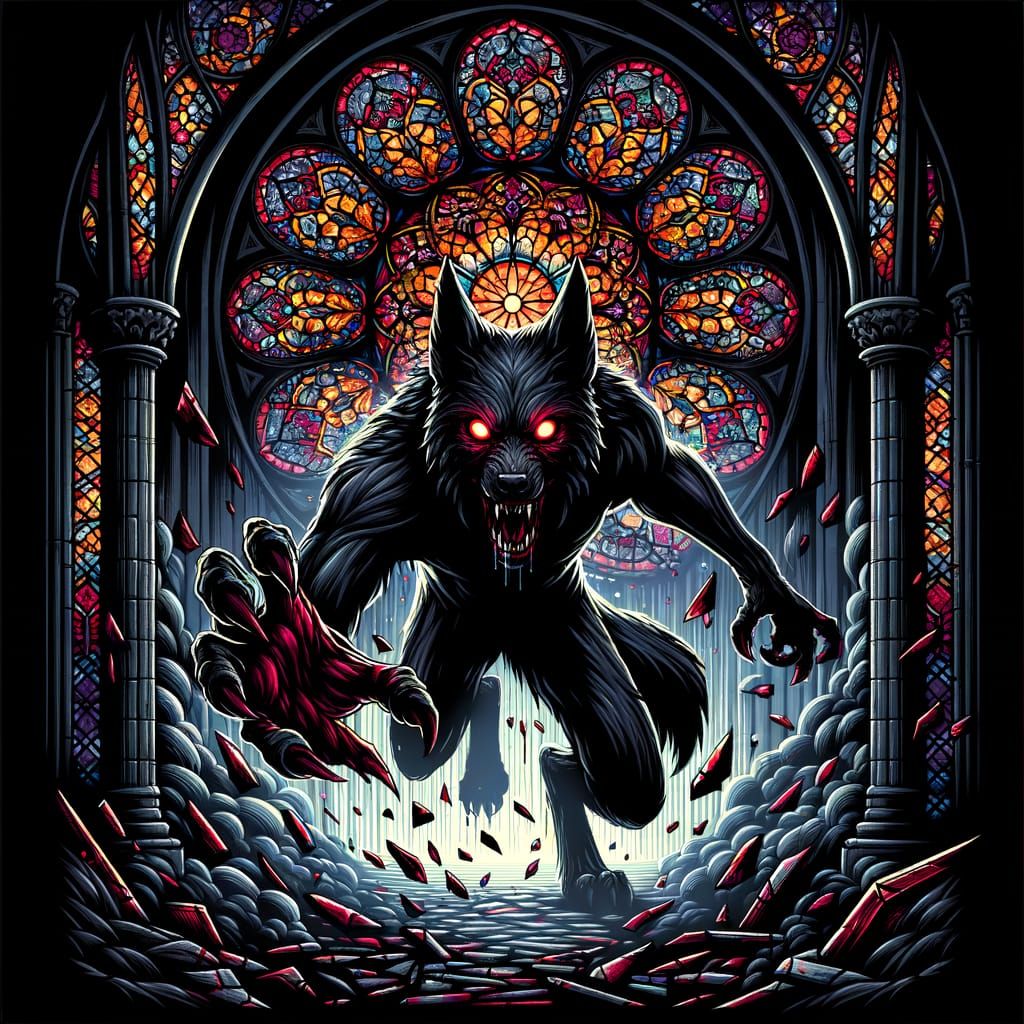 Black Cadejo Breaks Through Stained Glass in Gothic Horror