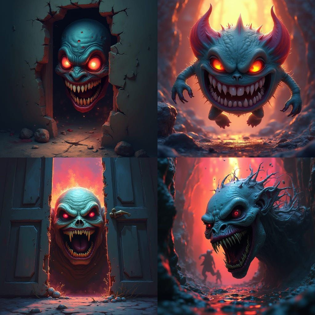 Terrifying Creature Emerges from Cracked Door