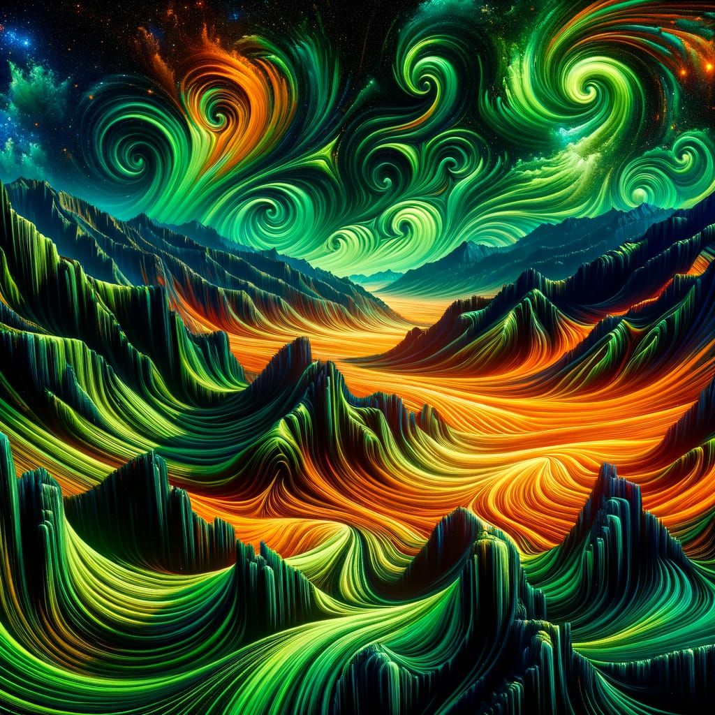 Psychedelic Landscape with Neon Colors