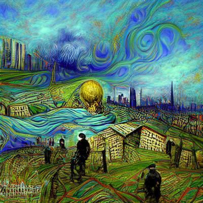 Dystopian Suicide in Psychedelic Van Gogh Style