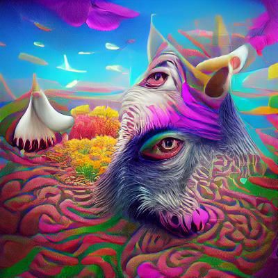 Psychedelic Surreal Wolf Art: Trending on ArtStation