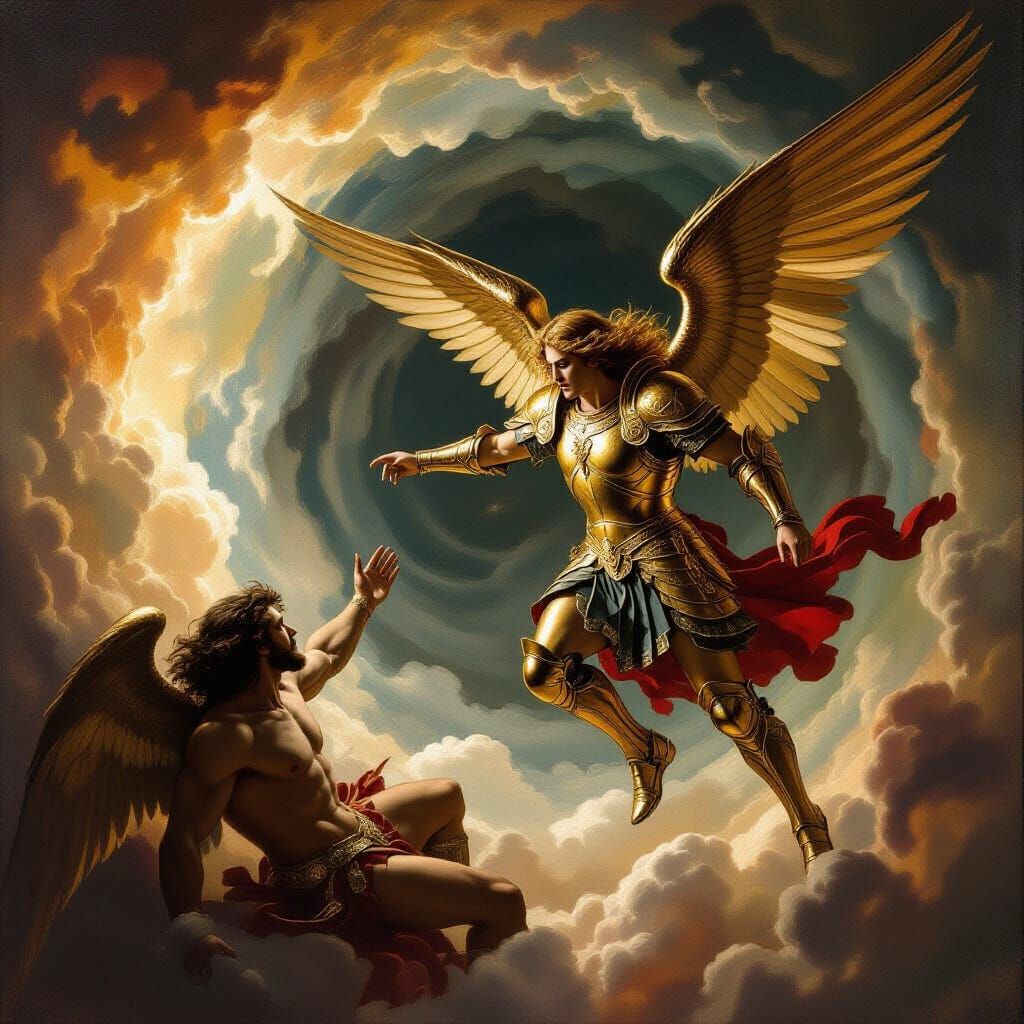 Archangel Michael Banishes Lucifer: Baroque Style