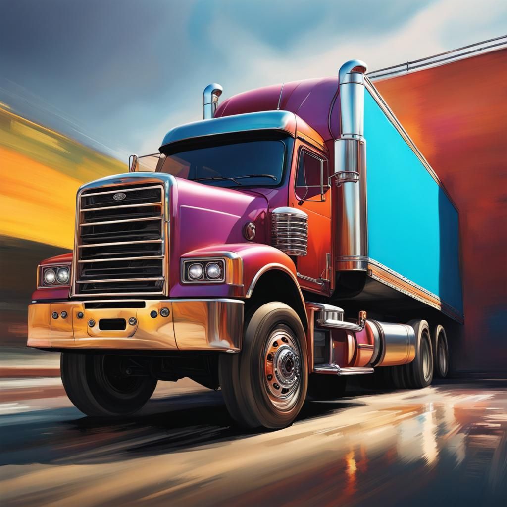 Hyperrealistic Truck in Splash Art Style