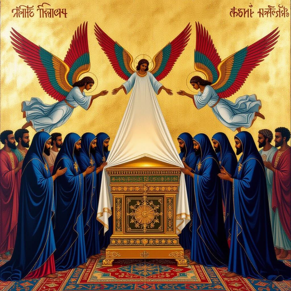 Levites Veil Ark of Covenant in Ethiopian Iconographic Style