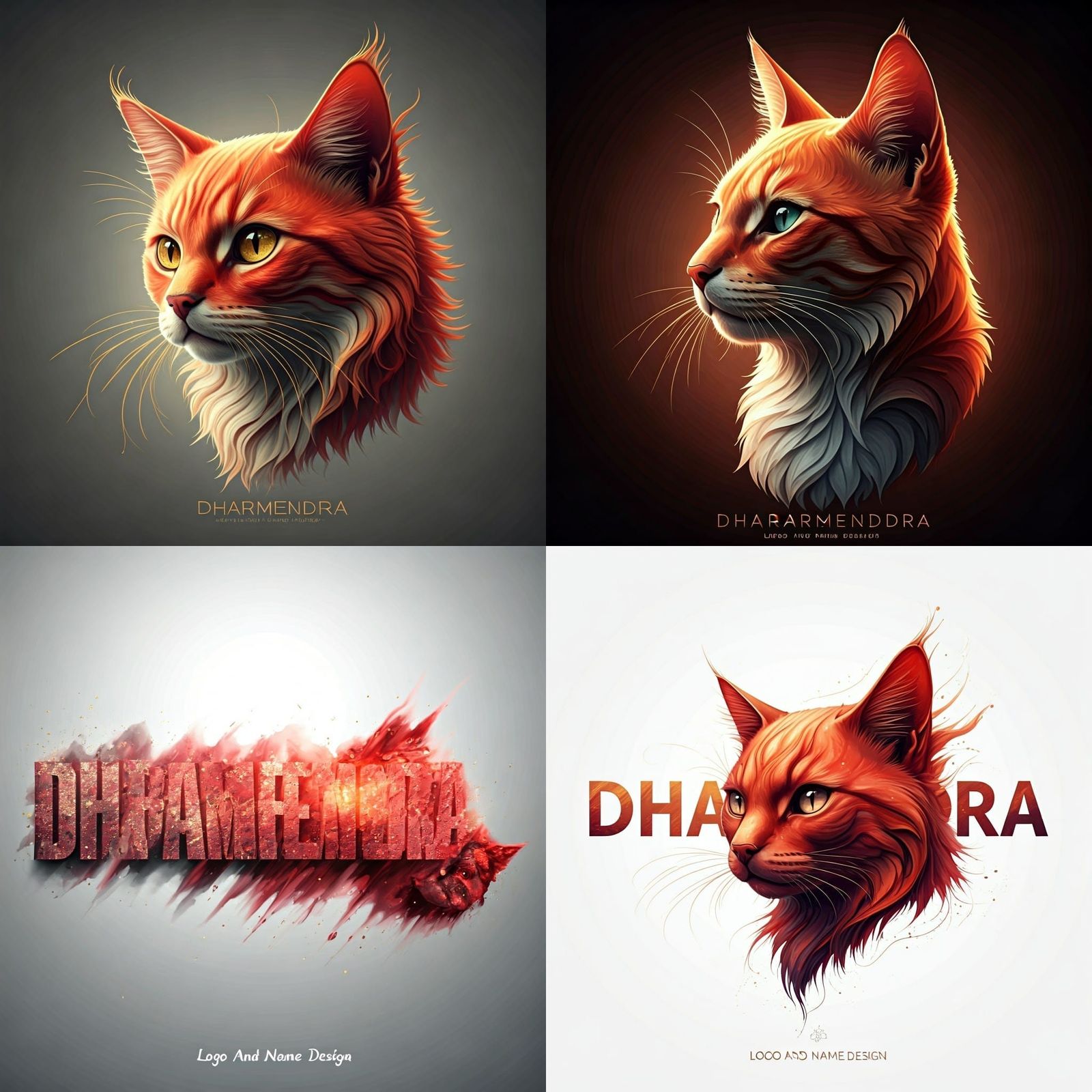 3D Render of 'DHARMENDRA' as Alcohol Ink Cat Art