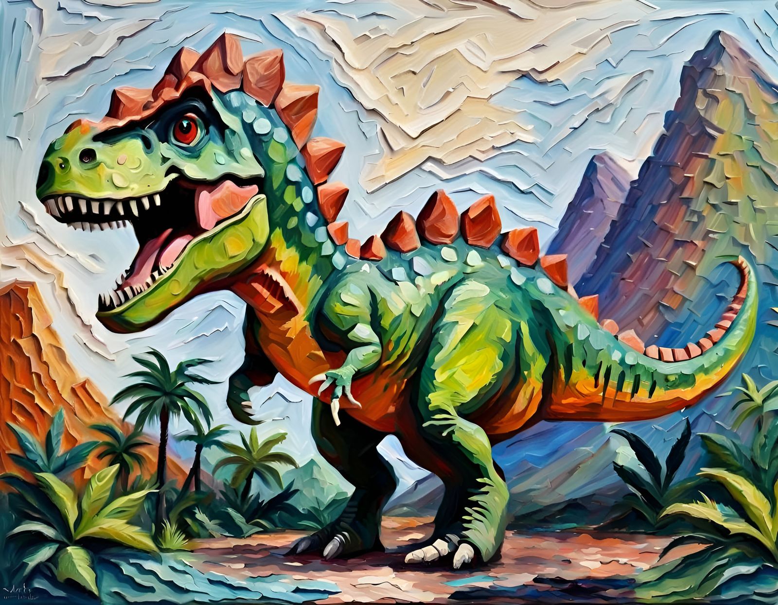 T-Rex as Impasto Painting