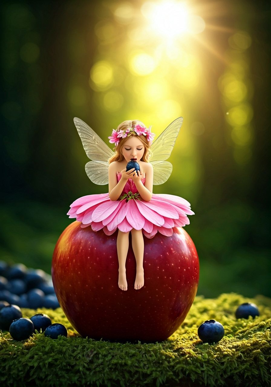 Fairy Breakfast in Enchanted Forest, Photorealistic Style