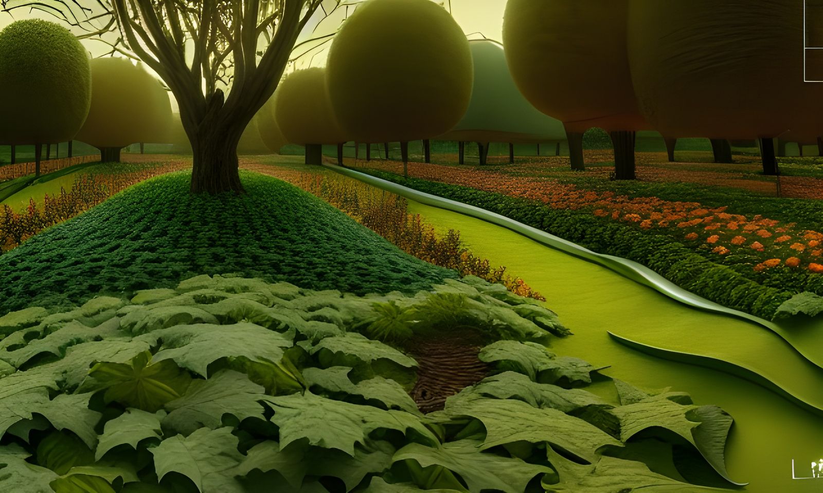 Ominous Pumpkin Garden Painting in Photorealistic Style