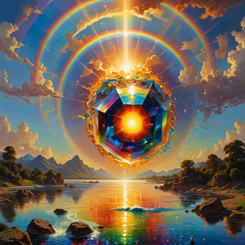 Surreal Sun Destroys River with Rainbow Energy