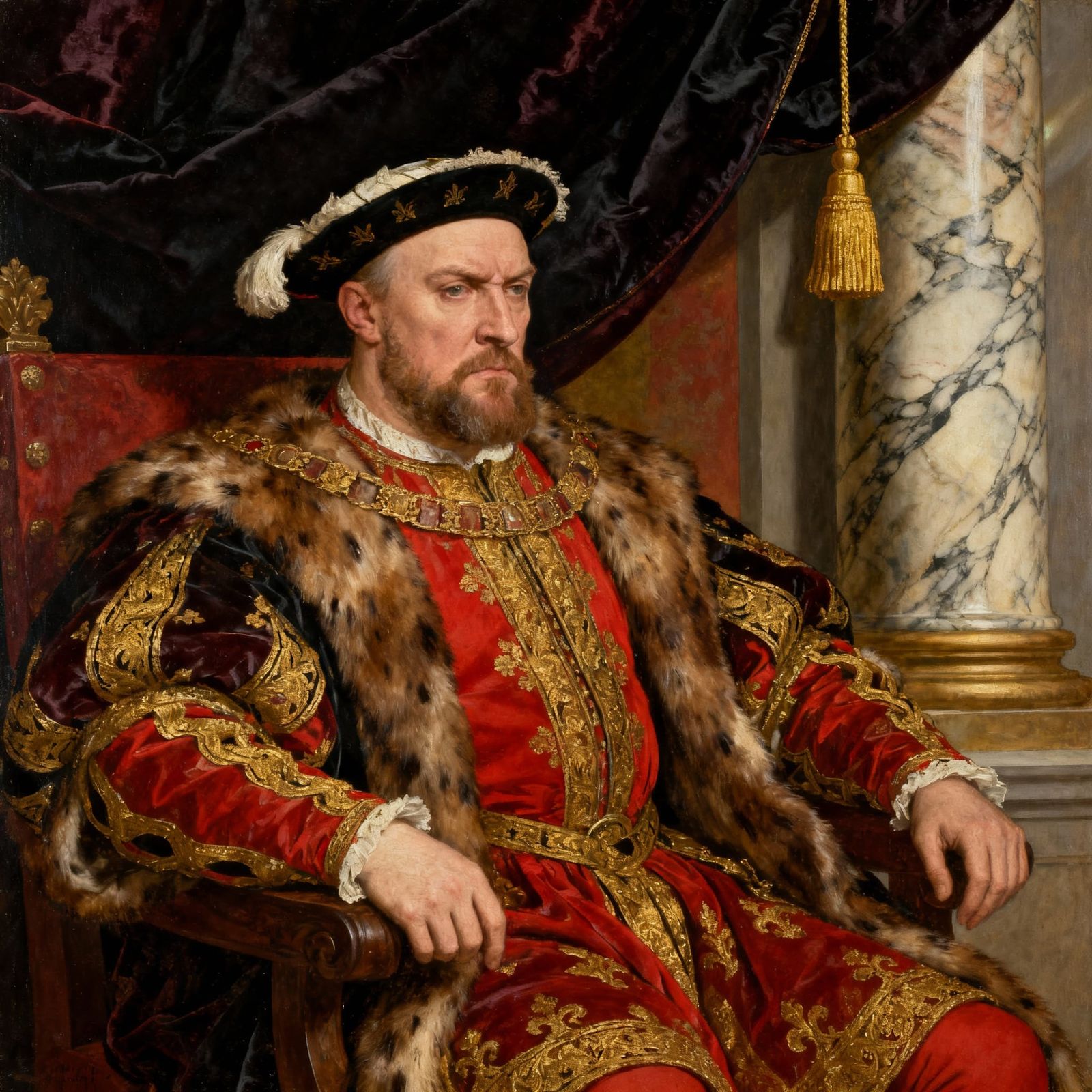King Henry VIII Painted Portrait in Holbein Style
