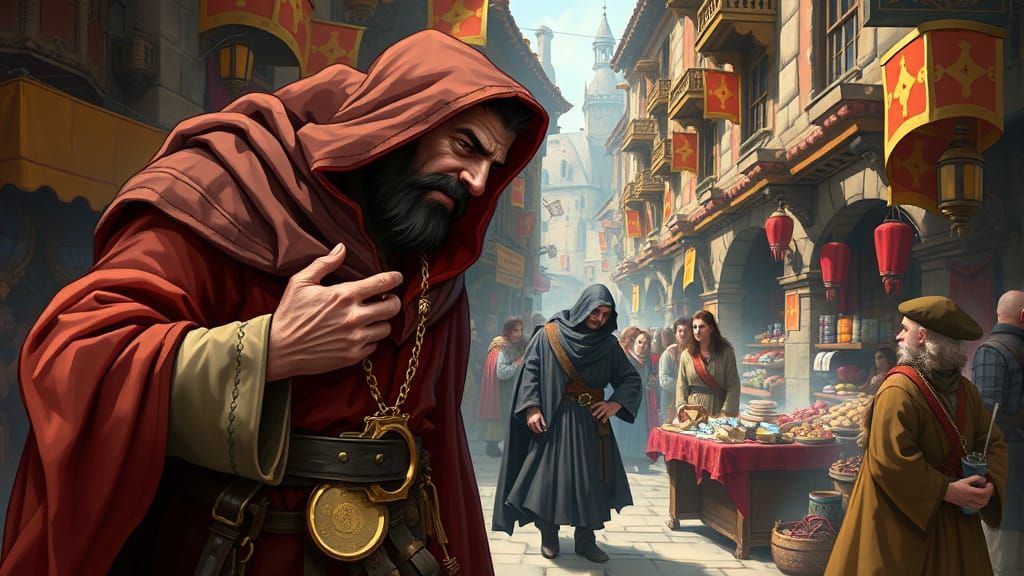 Medieval Marketplace Pickpocket in Fantasy Art