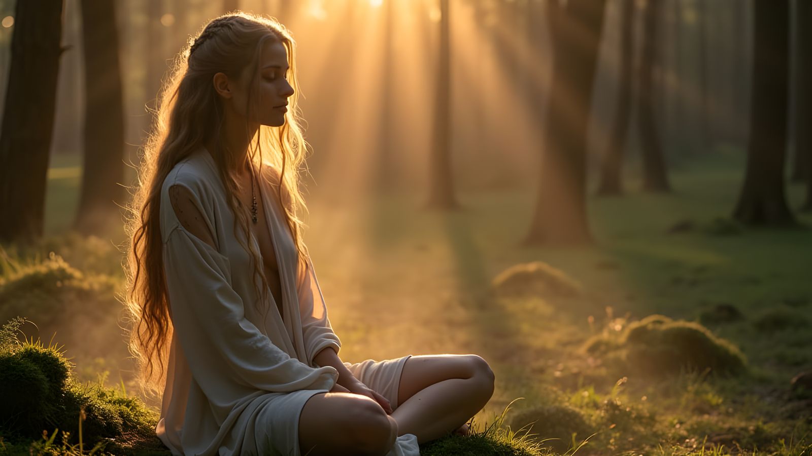 Norse Goddess Awakens in Sunlit Forest