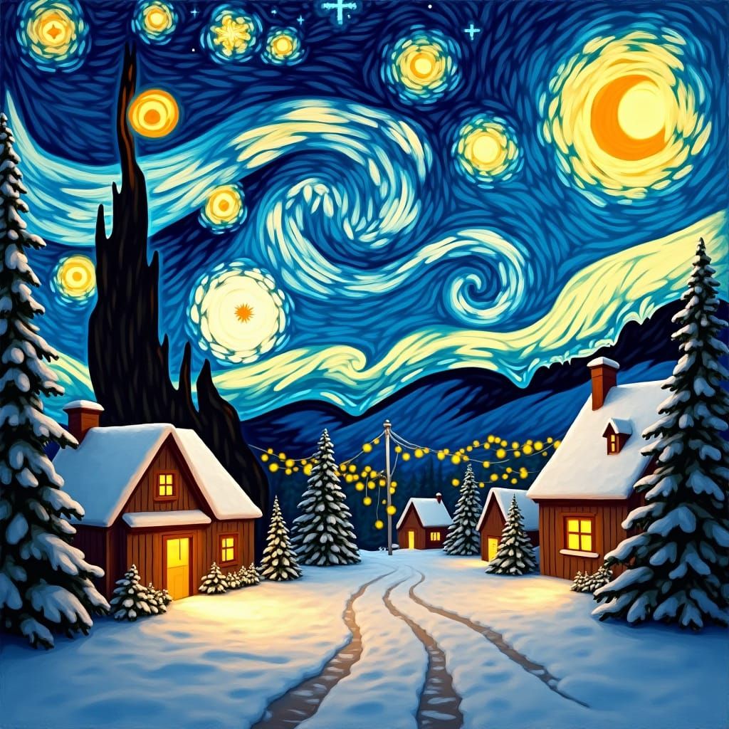 Starry Christmas Night as Detailed Matte Painting