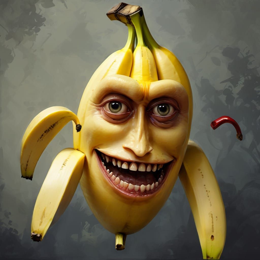 Sinister Banana Portrait in Dark Realism Style