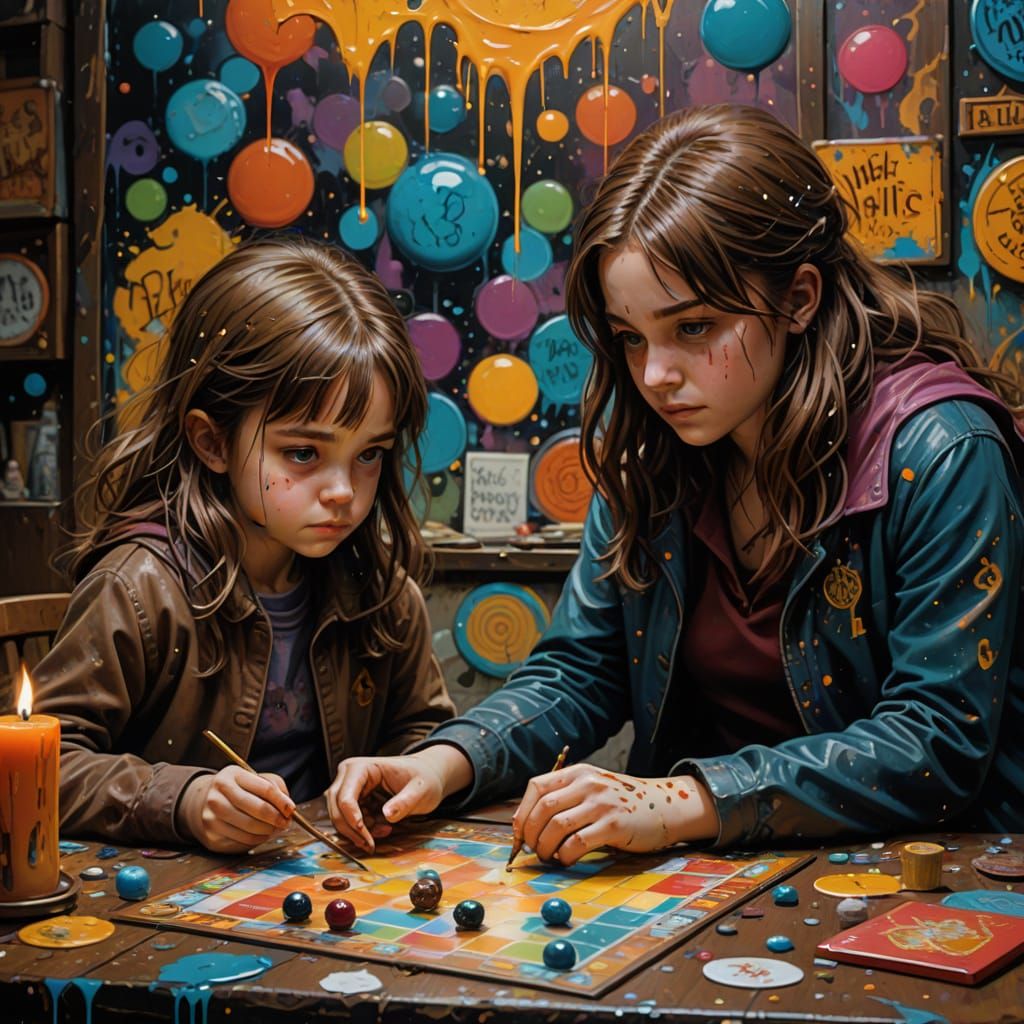 Woman and Girl Share Whimsical Board Game Night in Fantastic...