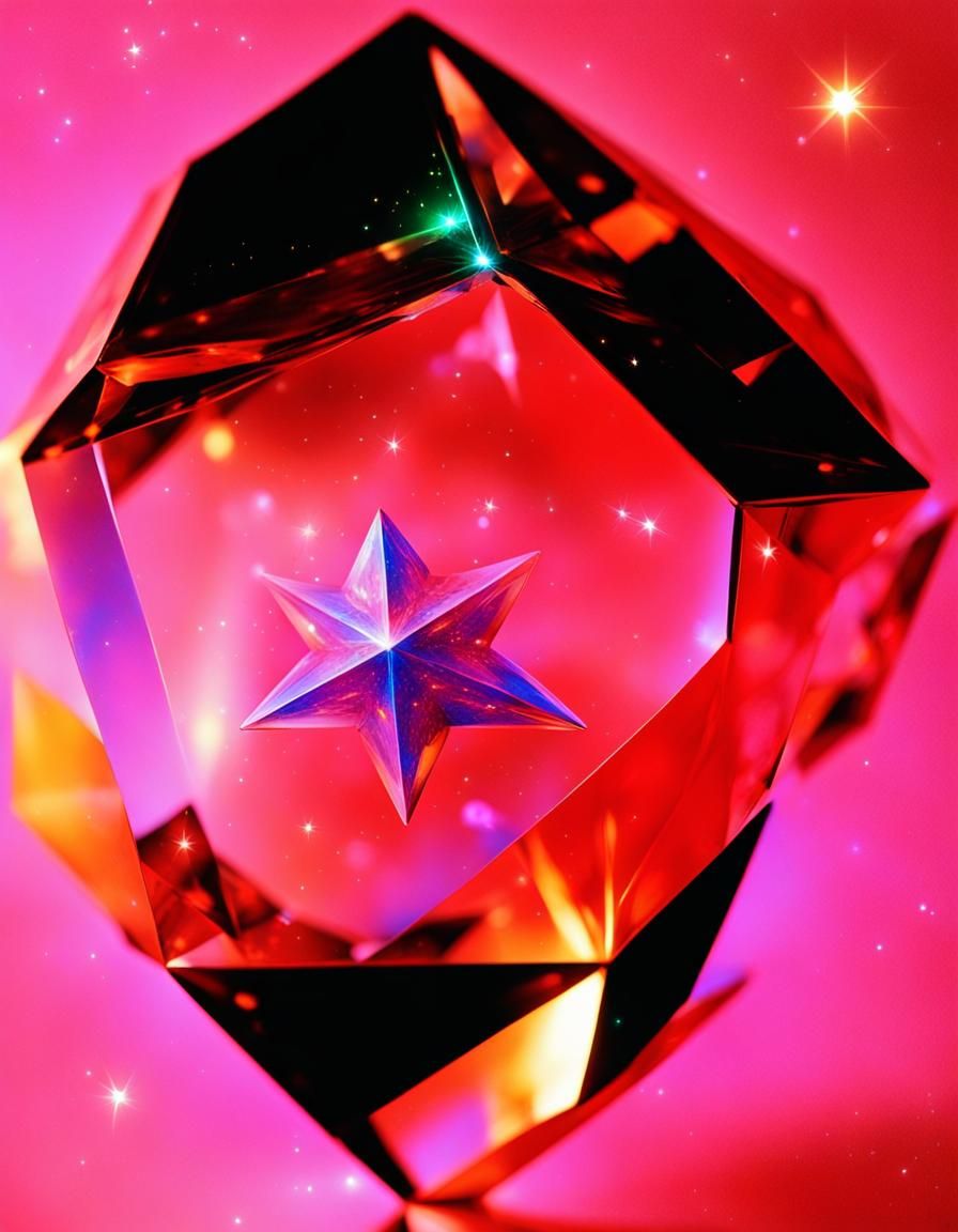 Star Captured in Crystal with Neon Glow