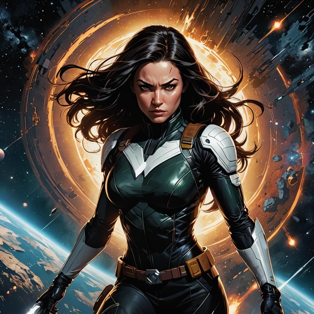 Rogue of X-Men Flying Near Black Hole