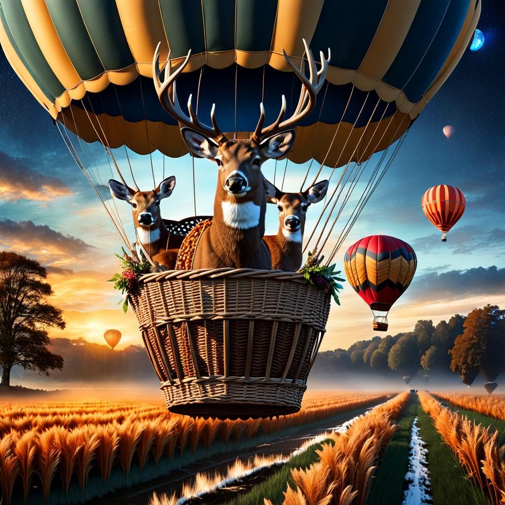 Deer in a Hot Air Balloon