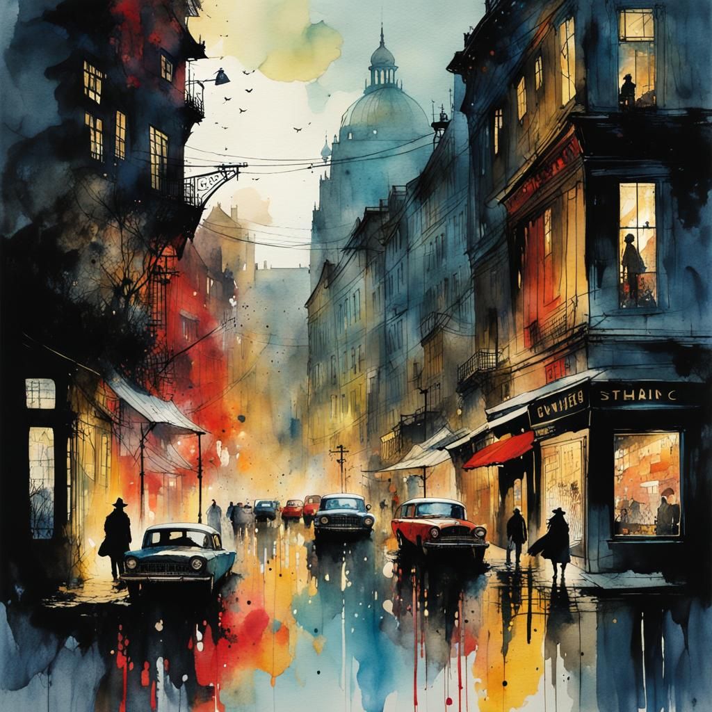 Fantastical Watercolor Art in Striking Silhouette