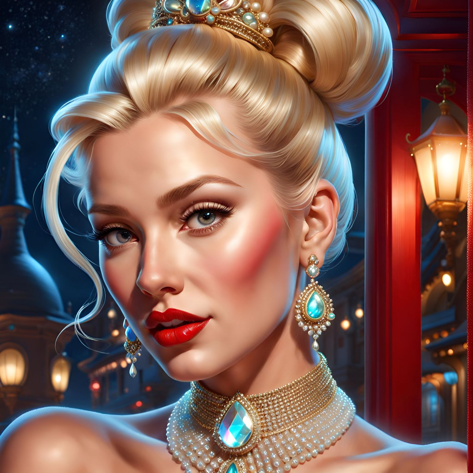 Gorgeous Jeweled Woman Portrait in Digital Art Style