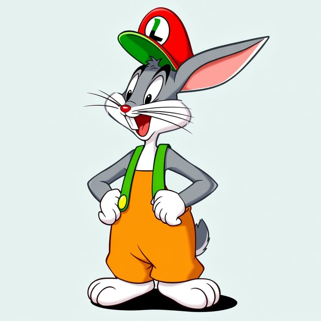 Bugs Bunny as Luigi in Looney Tunes Style