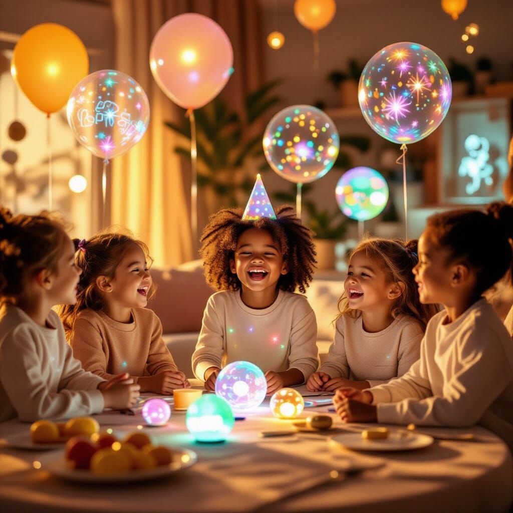 Futuristic 2085 Birthday Party With Holographic Balloons