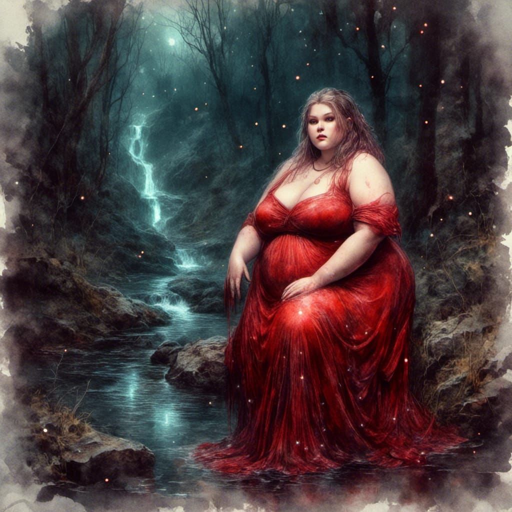 curvy witch in forest