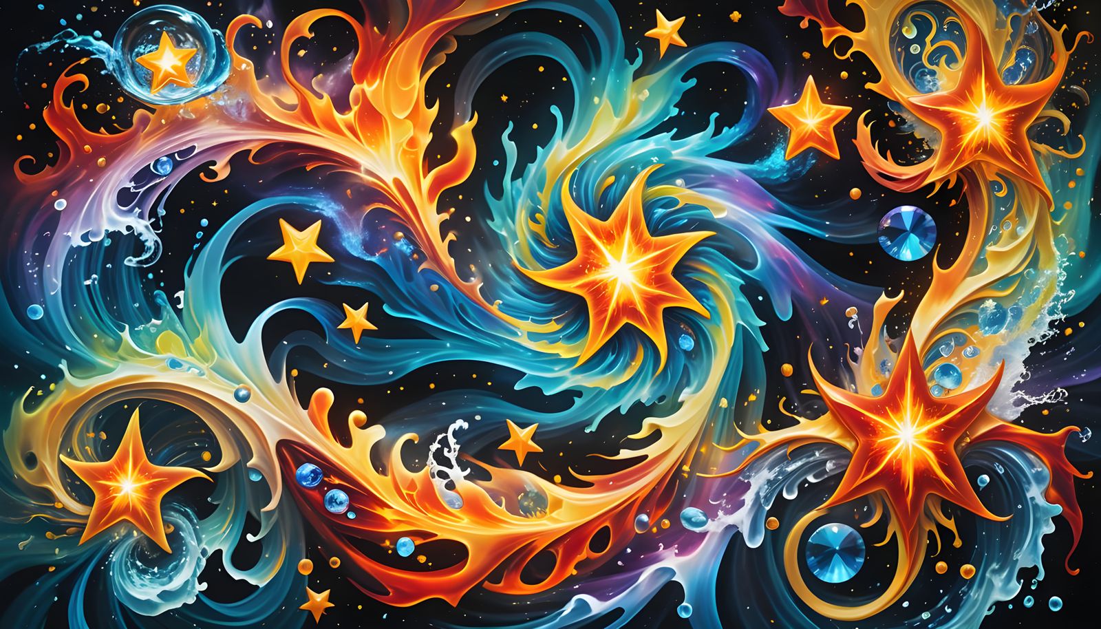 Surreal Starlight Showdown in a Swirling Vortex