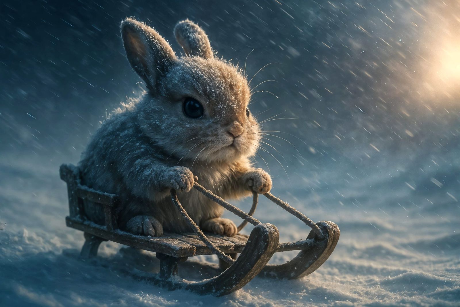Fluffy Bunny's Blizzard Journey on Frozen Tundra