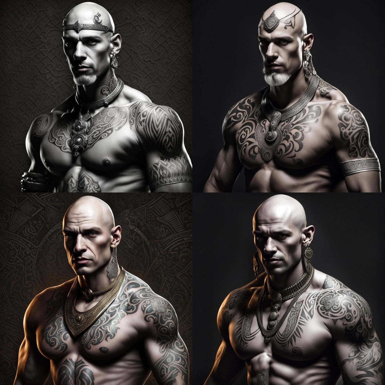 Goliath in Arabian Finery with Tribal Tattoos