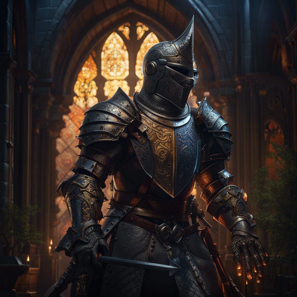 Hyperdetailed Medieval Knight in Dark Fantasy Style